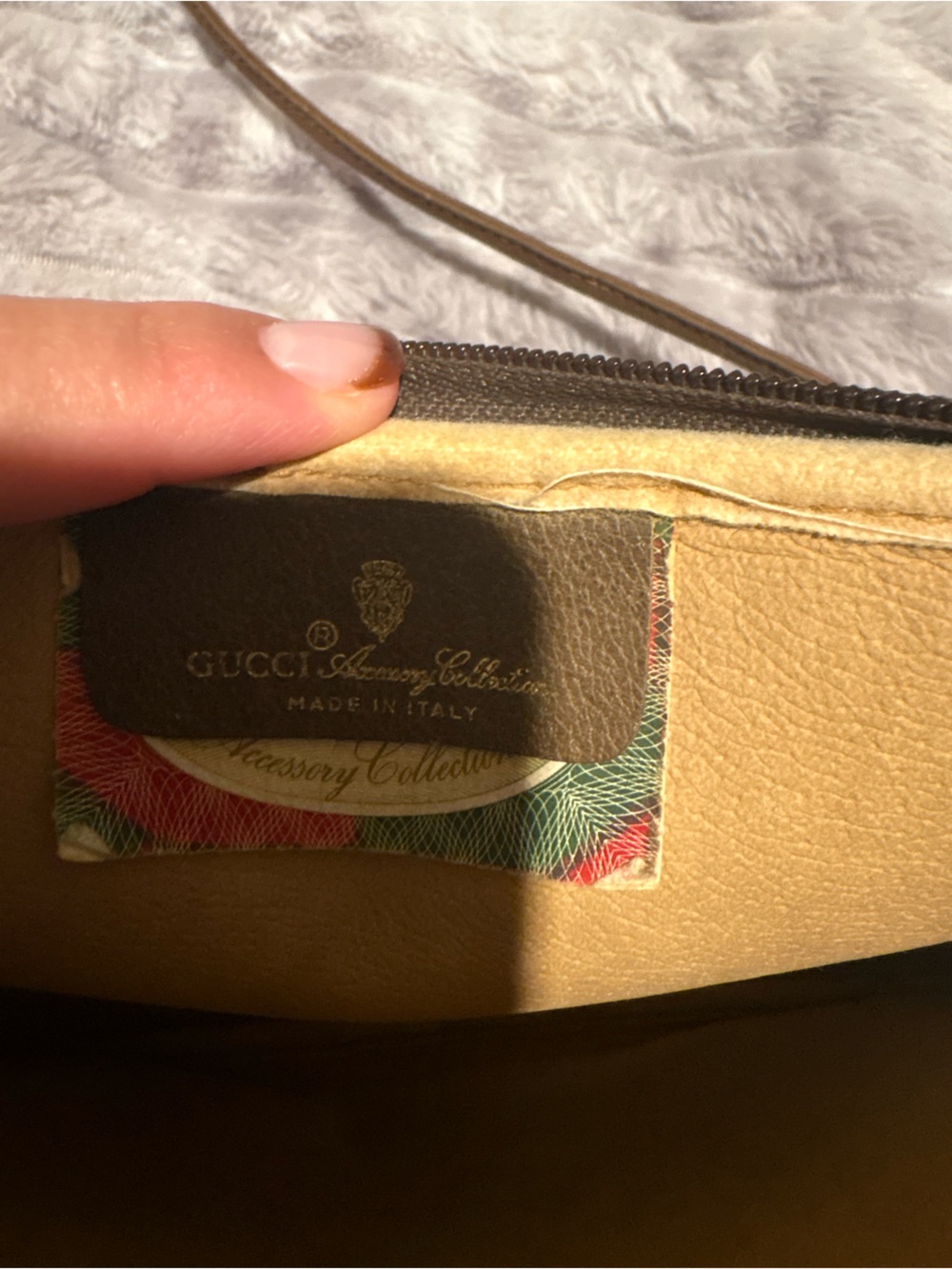 Gucci Brown Beige GG Canvas Crossbody Bag with Gold Accent - Picture 7 of 10
